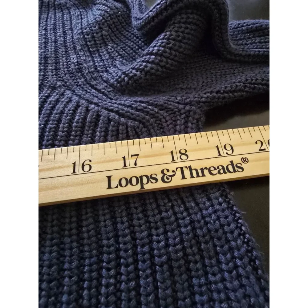 Women's American Apparel Navy Ribbed Crew Neck Crop Knit Sweater L